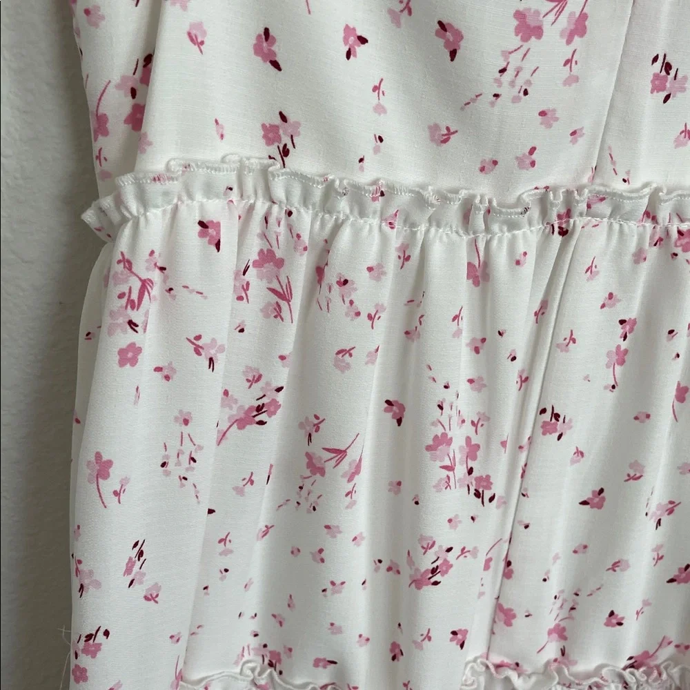 GB girls White Dress with Pink Floral Print